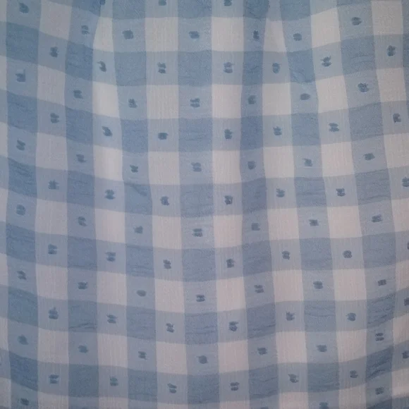 Topshop Blue Gingham Smocked Tiered Midi Skirt 6 - Picture 9 of 11